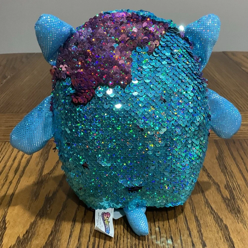 Adorable Plush Shimmeez OWL “OLIVIA”🦉 teal blue & purple reversible sequins